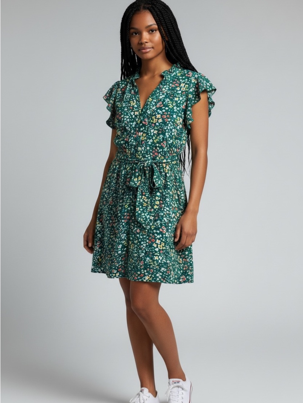 nwt Apricot womens Green Floral Tie-Waist Dress size 6